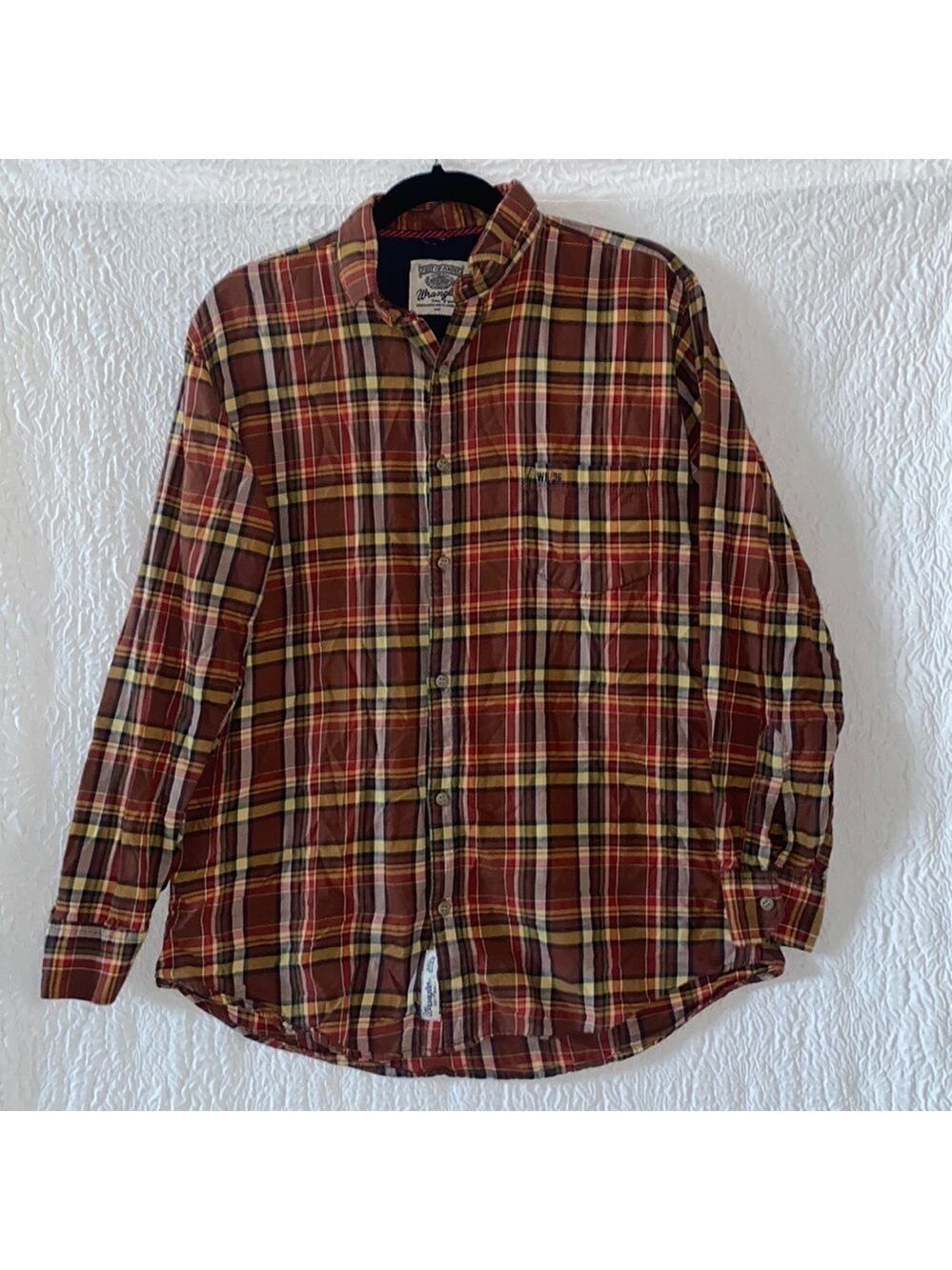Spirit Of America Wrangler Plaid Button Down Long Sleeve Shirt